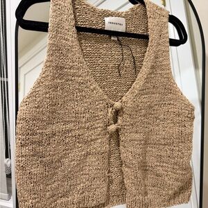 Knit Tan Vest with Tie Front